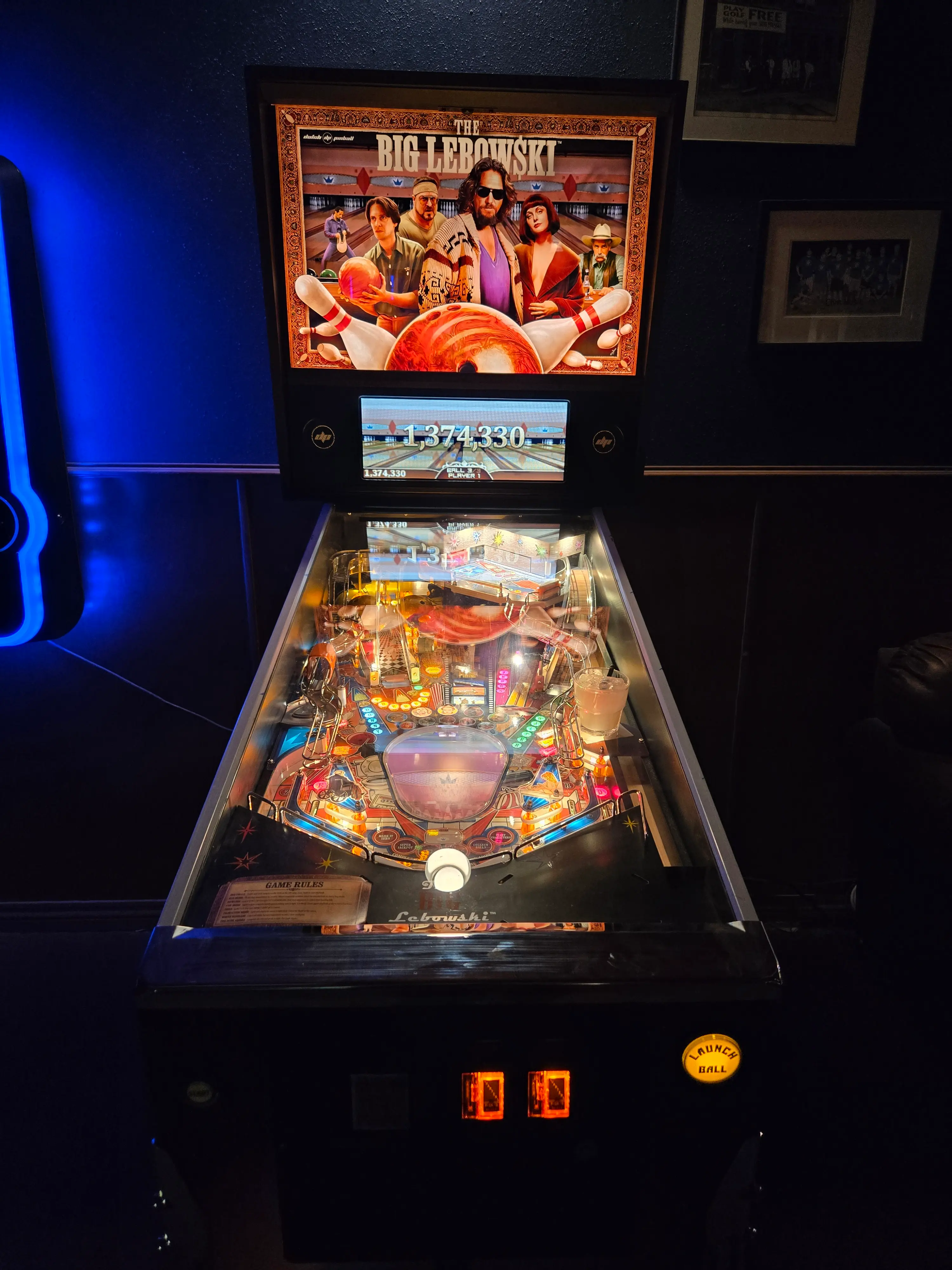 Big Lebowski pinball machine at Malone’s Pub